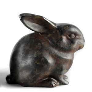Hand patinated Bunny Rabbit sculpture, figurine