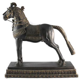 Assyrian Horse free standing statue, hand patinated bronze