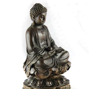 Small Buddha Statuette, hand patinated bronze