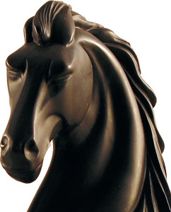 STALLION HORSE HEAD BOOKENDS, hand patinated bronze