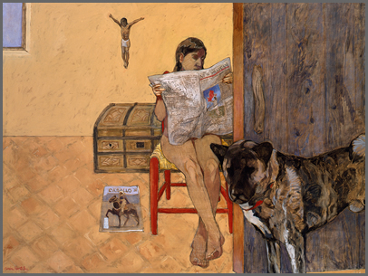 woman in golden room